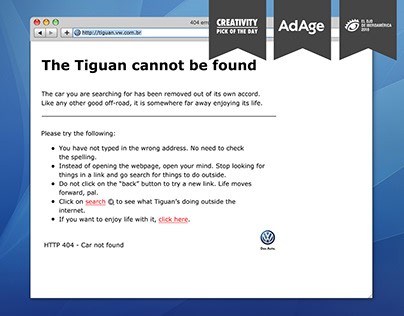 Volkswagen 'Tiguan Not Found'