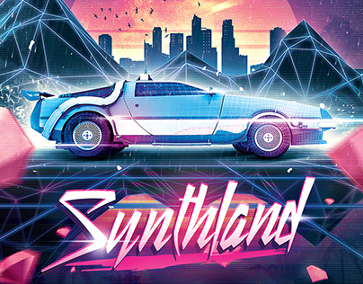 Synthwave Flyer v4 Synthland Retrowave Series Poster
