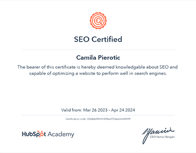 SEO Certified - Camila Pierotic