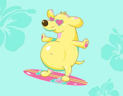 Animation et illustration - Chien surfeur