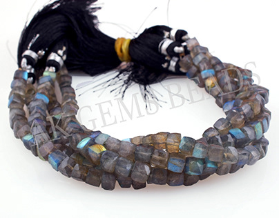 Natural Labradorite Heishi Faceted Box Cube Stone Beads