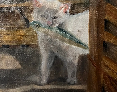 cat 3, oil painting on canvas 15x15cm