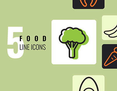 Food line icons for application