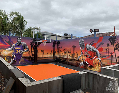3D Abstract Basketball Court Wall Mural Project
