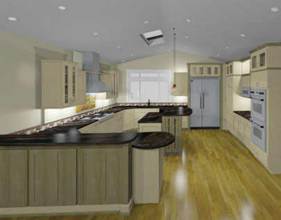 Contemporary Kitchen with Slab & Shaker Doors