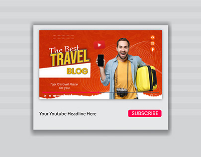 travel YouTube thumbnail design template