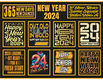 New Year T-Shirt Design Bundle 2024