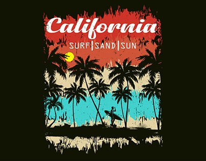 California Surf Sand Sun Retro Vintage Novelty T-Shirt