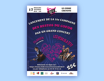 Affiche pour un concert solidaire des Restos du Coeur
