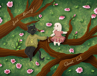 “Sad Bunny and Quiet Cat”