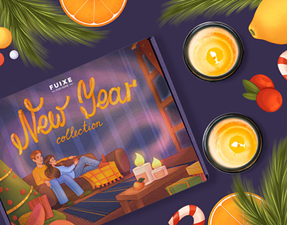Illustration for Christmas packaging of aroma candles