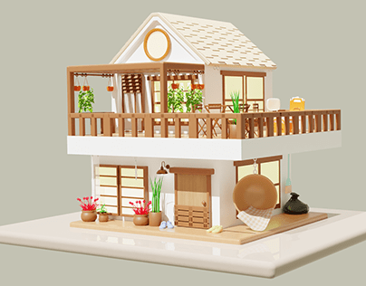 Cozy Home -3D model - low poly modeling