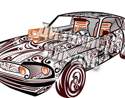 Vector drawing: mustang car