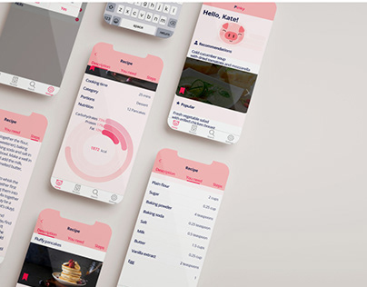 Pinky - Cooking mobile app design 🍓 UI & UX in Figma