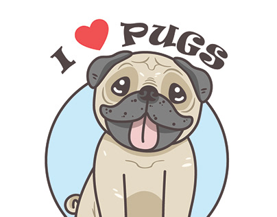 I love pugs - Design for printing shirts, mugs, cases..