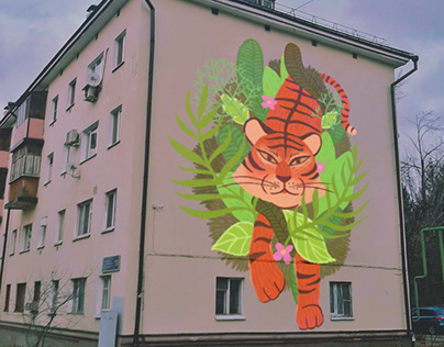 Graffiti "big cat" in Kazan