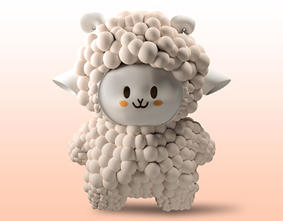 Cute little sheep 3d rendering