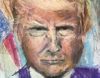 Donald Trump 18x24" Pastel, Canvas • Tucson '17
