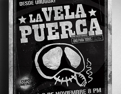 La Vela Puerca. Diseño de carteles, flyers y boletos.