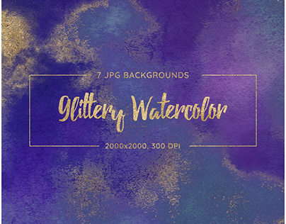 7 Glittery Watercolor Backgrounds