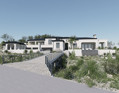 Exterior Rendering for mansion in Arizona