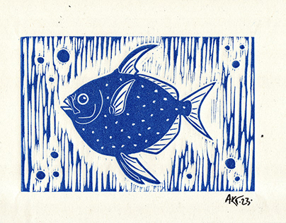 Opah fish - Block print