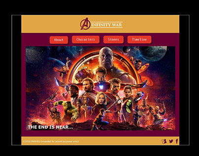 Avengers: Infinity War fan website concept design