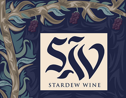 Arts and Crafts style wine labels