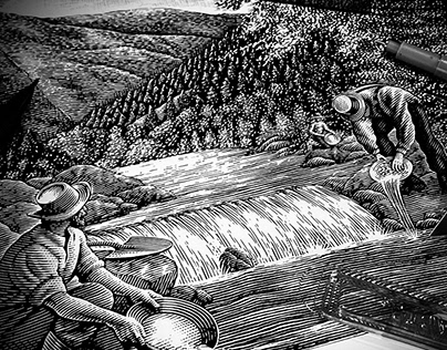 Gold Miners Illustration collection by Steven Noble