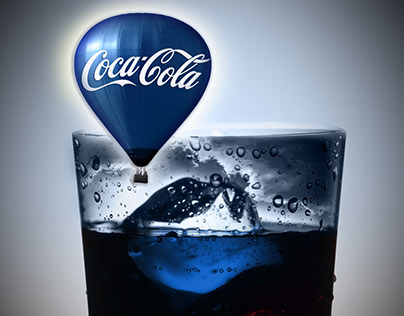 'Coca Cola' glass (blue) air balloon poster