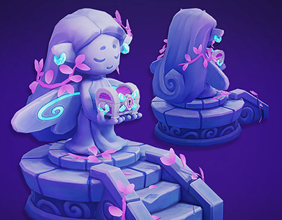 Stylized Statue with Treasure Chest