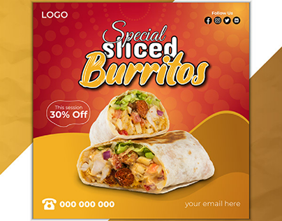 Special sliced burritos food social media post.