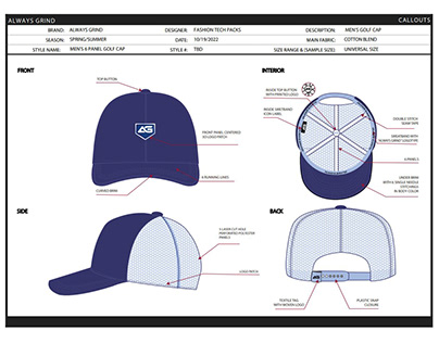 Men's Golf Hat Tech Pack - Callouts page example