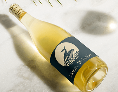 Moon Whale Wine Logo Design & Mockup