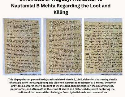 Letter to Nautamlal Mehta Regarding the Loot & Killing