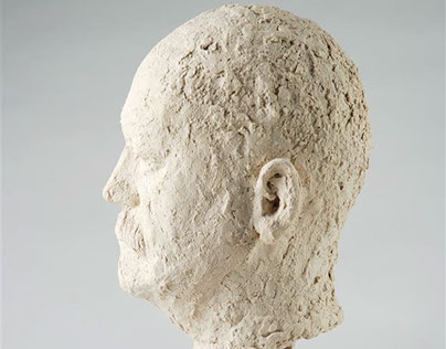 ceramic head sculpture, portrait of my professor