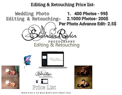 All Photography Editng & Retouching Price list-