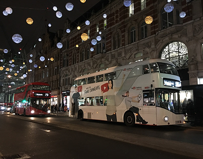 London buses on Oxford Street, Christmas lights