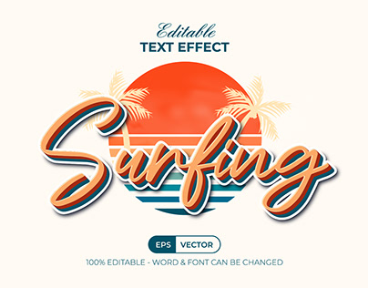 Surfing Text Effect Retro Style