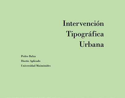 Intervención Urbana - Pedro Balza - Diseño Aplicado