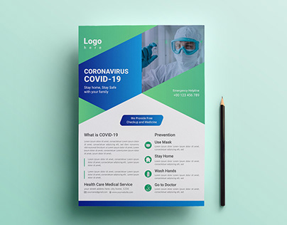Corona virus prevention flyer template
