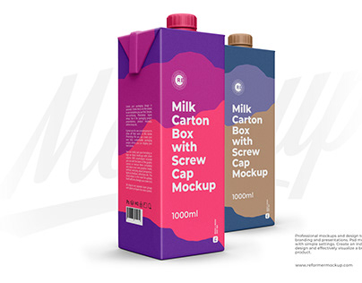 Milk Carton Box with Screw Cap Mockup