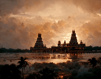 Ancient Cinematic landscape of Temples
