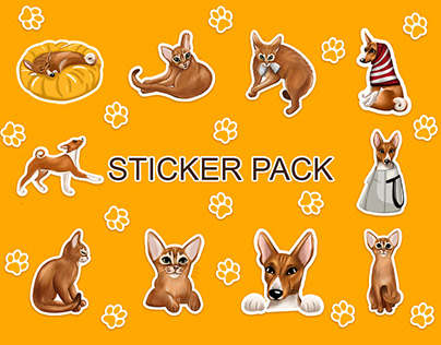 Basenji and Abyssinian sticker pack