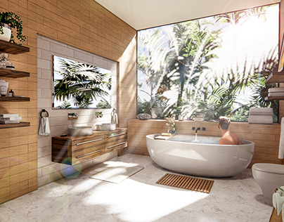 Naturalistic Contemporary Interior Bathroom Render