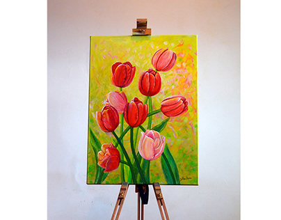 Red and Pink Tulips, 2018