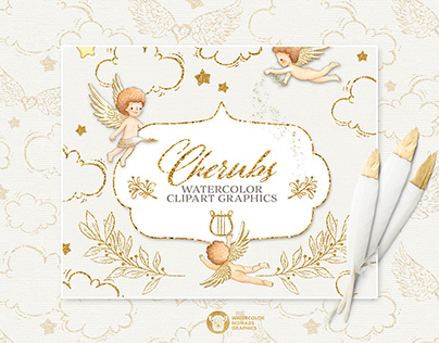 Cherubs Watercolor Illustrations Collection