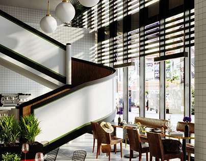 Panoramic facade Cafe Design