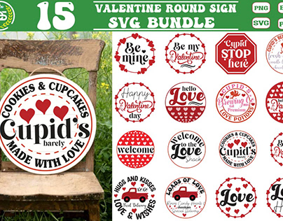 Valentine Round Sign Svg Bundle