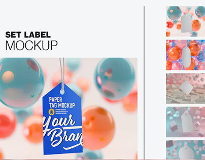Set Paper Tags with Abstract Backgrounds Mockup